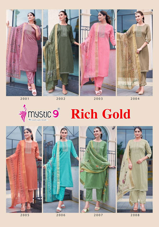 Rich Gold Vol 2 By Mystic 9 Cotton Kurti With Bottom Dupatta Wholesale Shop In Surat
